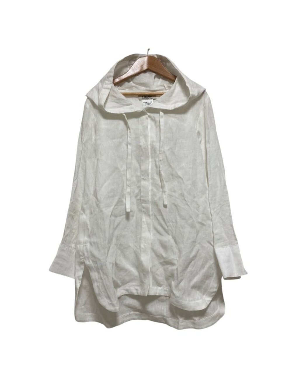 Max Mara 'S Hooded Linen Blouse White Hoodie